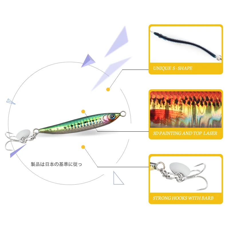 Magic Works Jig Tail Spinner cebo Artificial equipo de pesca 10g 15g 20g 30g Señuelos de Pesca giratorios de mar plantilla de Metal señuelo de lubina - imagen 5