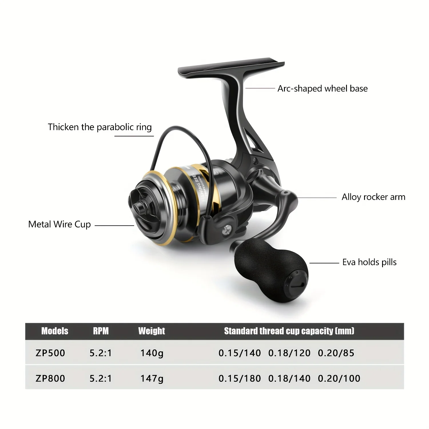 Carrete de Pesca en Hielo Compacto 500/800 – Ligero y Suave - imagen 4