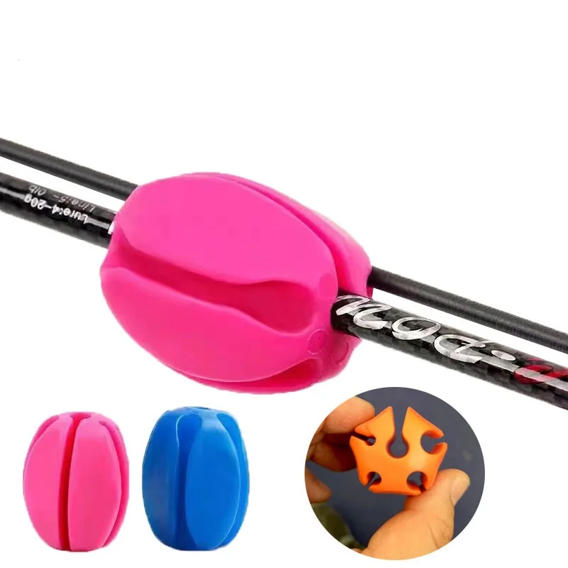 Caña de pescar de 2 uds., vainas de varilla de bola fija, Mini protección anticolisión, soporte Retractor de caña de pescar, tapón de caña de pescar, aparejos de silicona - imagen 5