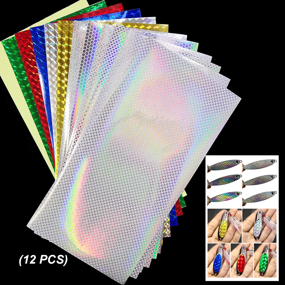 Pegatina holográfica para señuelo de pesca, cinta para escamas de pescado, pegatina luminosa, manualidades, cinta para señuelos Flash DIY para cebos de Metal - imagen 2