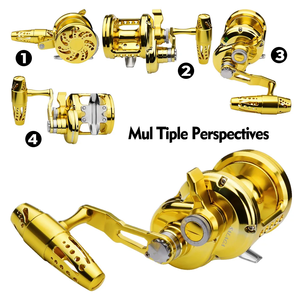 PROBEROS-carrete de pesca Jigging, arrastre máximo de 88LB (mano izquierda/derecha), carretes de arrastre de agua de mar, 5,7: 1, CNC de aluminio mecanizado, carrete de pesca hueco - imagen 4