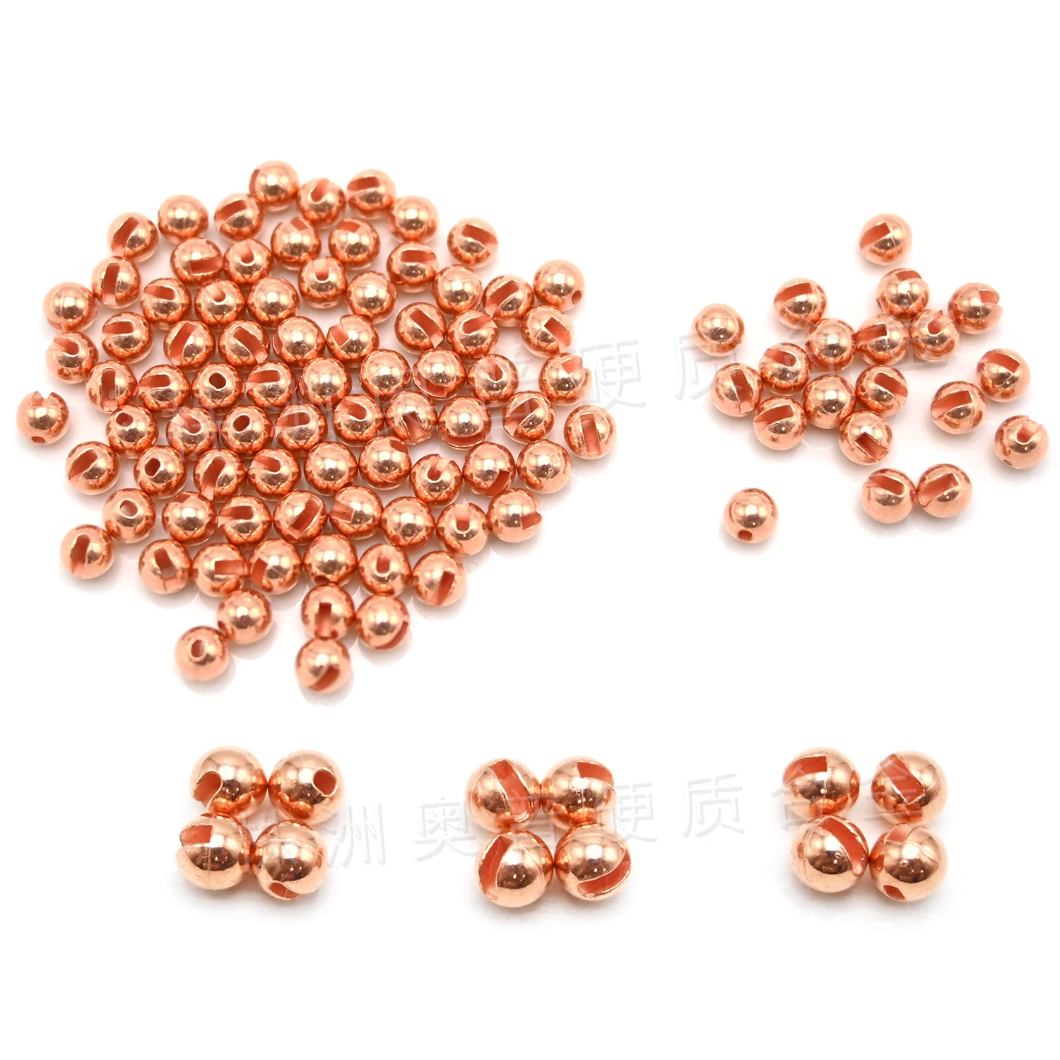 Cuentas naranjas para atado de moscas con peso cobre - imagen 2