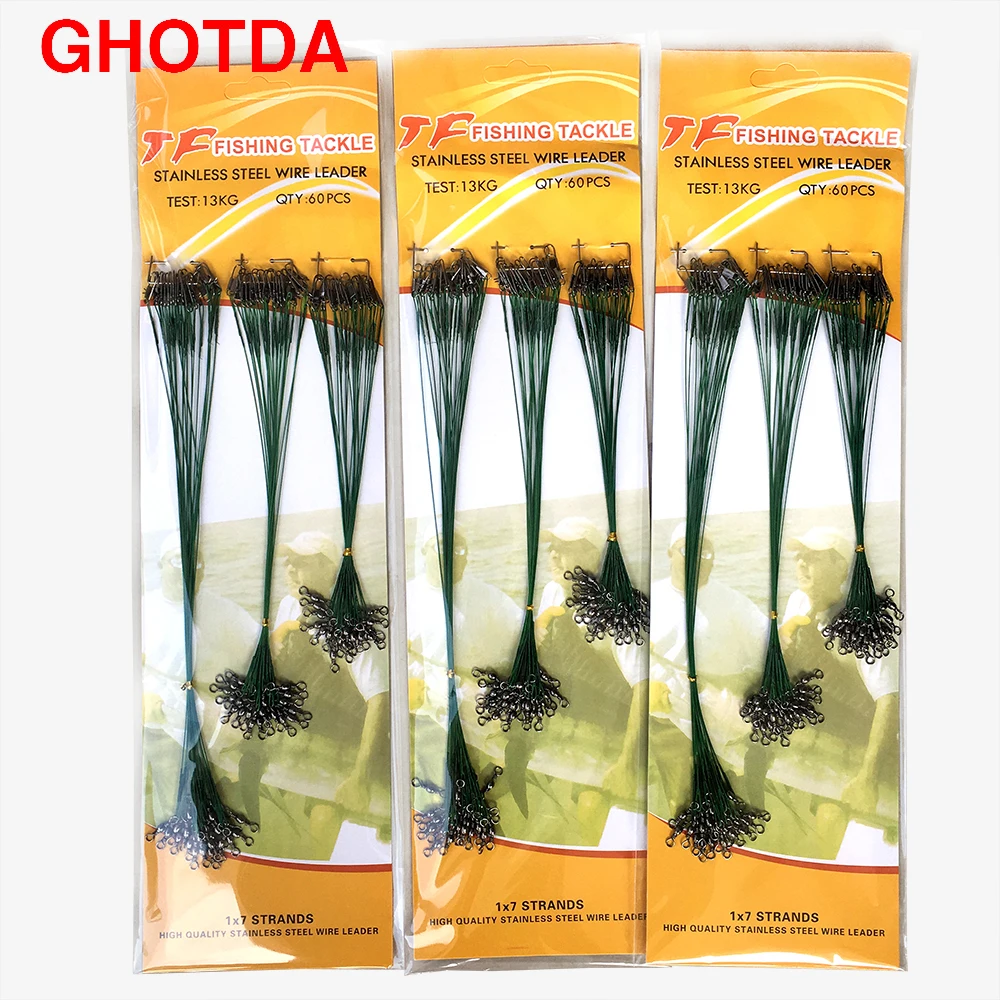 GHOTDA-cable de acero para pesca, 60 piezas, prueba de 13kg, antimordedura, con broche giratorio, equipo de pesca de carpa - imagen 4