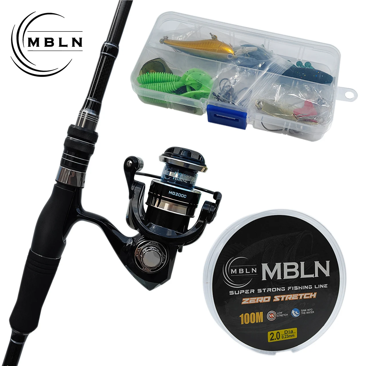 Kit Caña Telescópica MBLN con Carrete, Señuelos y Anzuelos para Viaje - imagen 3