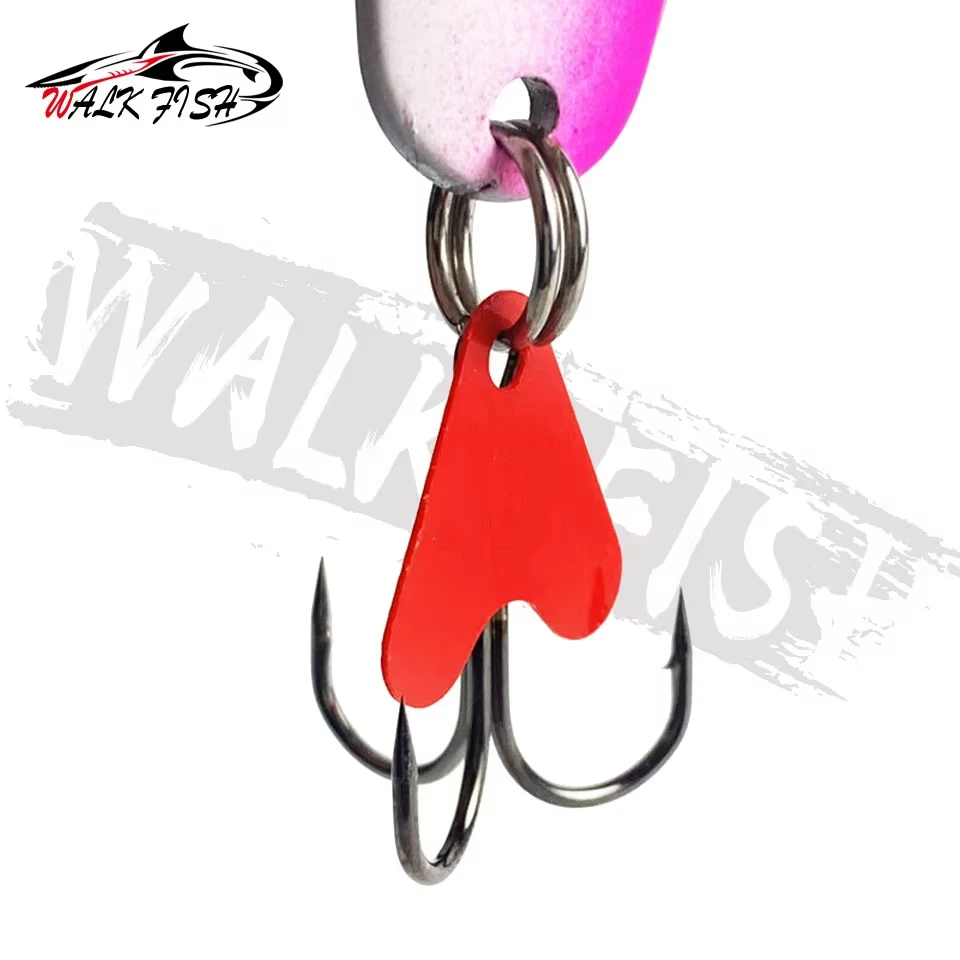 Cuchara giratoria WALK FISH para trucha – Núcleo rojo con lentejuelas, 3 anzuelos - imagen 4