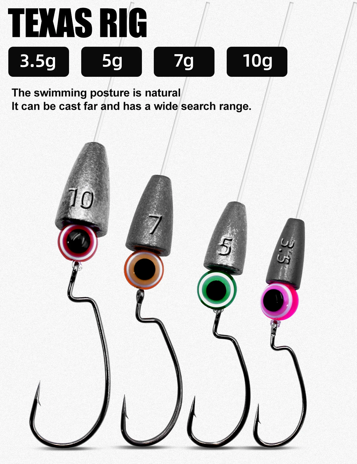Rig Texas ganchos de pesca versátiles y duraderos para necesidades de pesca versátiles