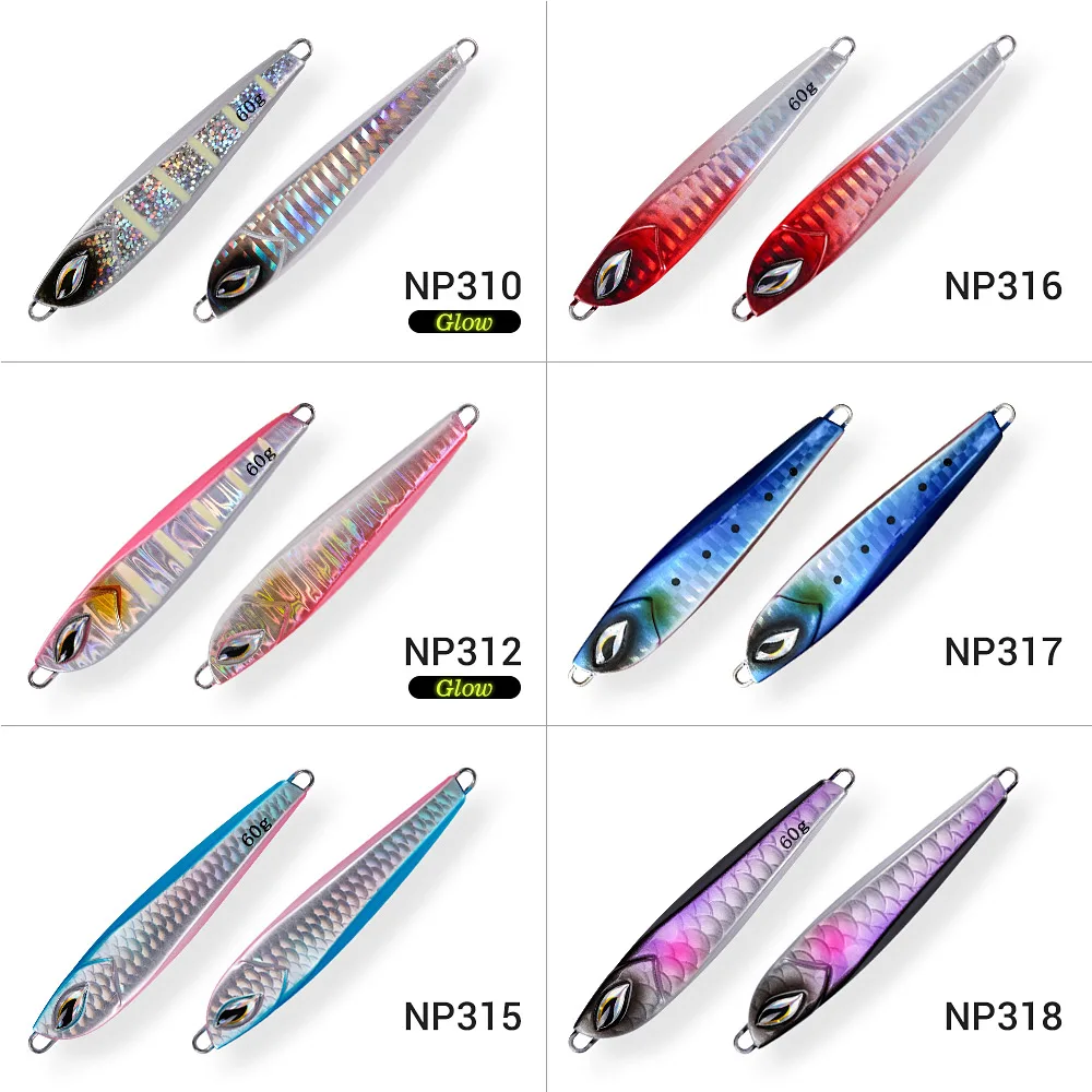 Noeby-plantilla de Metal deslizante de sardina, 60g de fundición larga, excelente cuchara para saltar, anzuelo afilado, cebo duro Artificial, Señuelos de pesca de agua salada - imagen 3