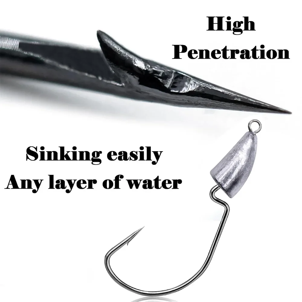 10 Uds. Anzuelo de gusano con cabeza de plantilla de Metal 3,5g 7g 10g 20g anzuelos con manivela de peso engranaje plomo Pesca para señuelo Texas Rig Kit de aparejos de Pesca - imagen 3
