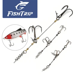 Equipo de Pesca FishTrip, Señuelos Blandos, Aparejos de Pesca con Anzuelos Dobles y Triples de Alambre de Acero, con Pasador de Bloqueo con Resorte