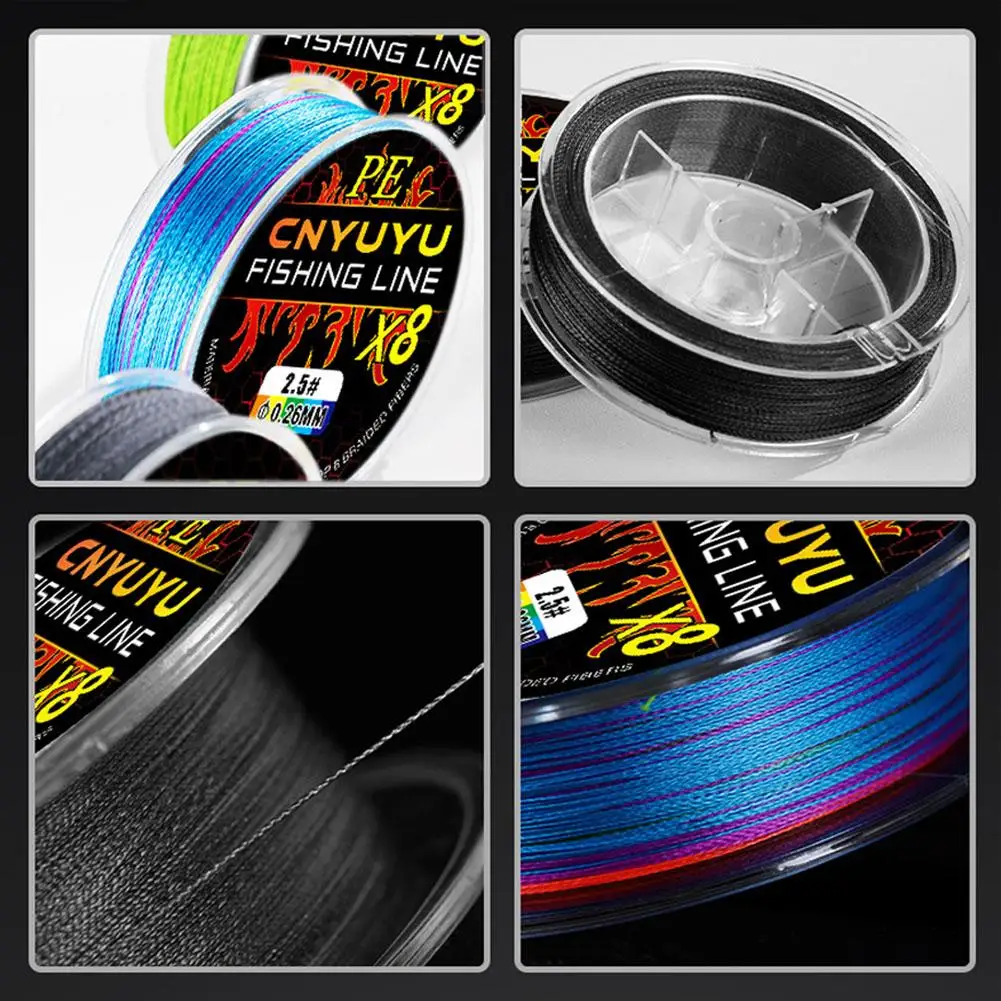 CNYUYU-línea de pesca trenzada de 100M, 8 hebras, líneas trenzadas resistentes a la abrasión, fundición súper duradera, Color arcoíris para visibilidad - imagen 3