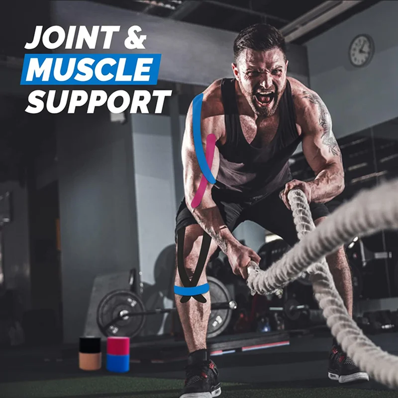 Cinta de kinesiología de 5cm x 5m, deportes atléticos, alivio del dolor de mucle, muñeca, rodilla, soporte, tobillo, elástico, impermeable para deporte de fútbol - imagen 5