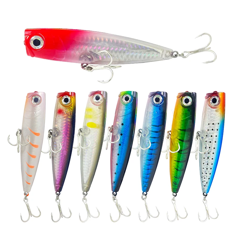Señuelos de pesca Popper Topwater de 105mm y 23g, superficie de agua salada, Wobblers con interruptor para Lucio, Swimbait, cebo duro Artificial de fundición larga - imagen 4