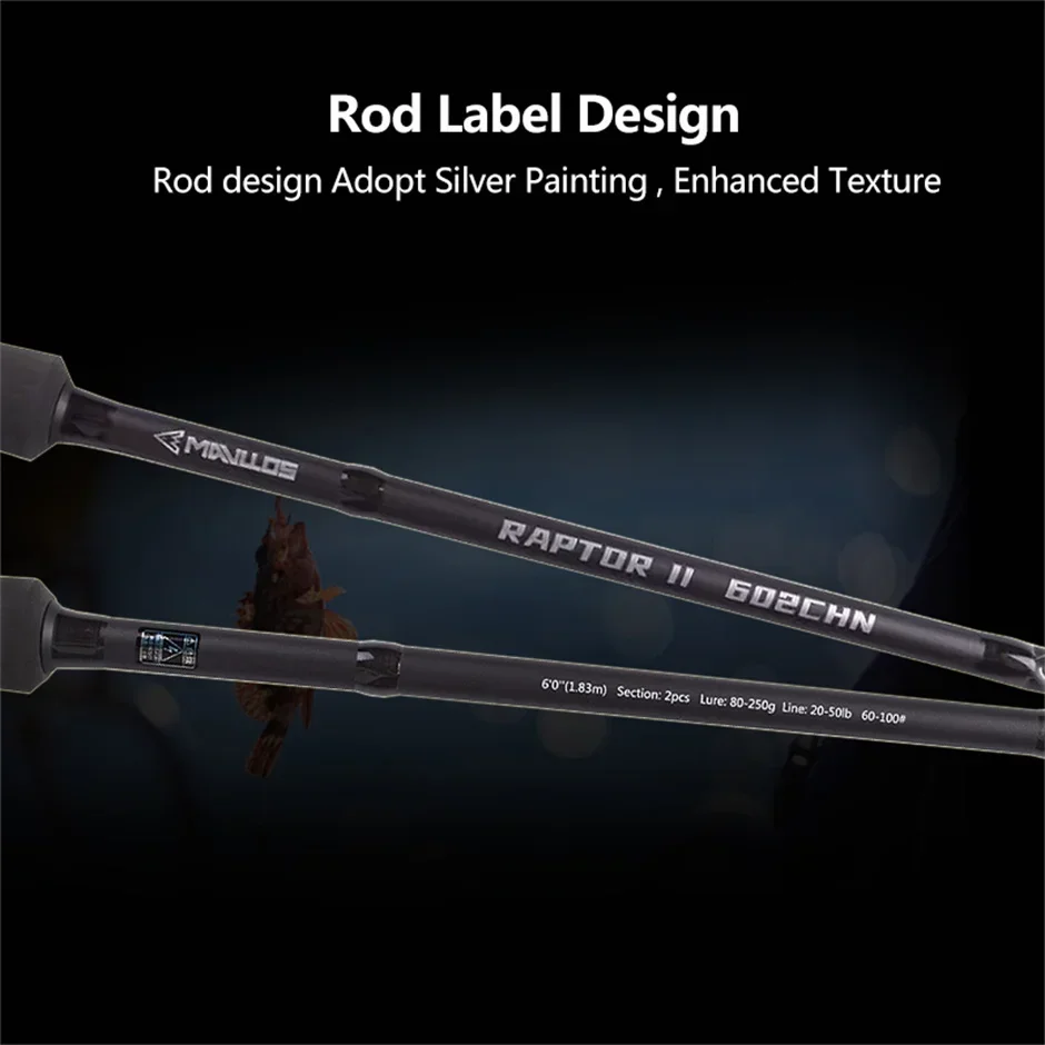 Mavllos RaptorII agua salada súper duro carbono Jigging caña señuelo 80-250 línea 20-50Lb barco ligero pesca atún caña de fundición giratoria - imagen 5