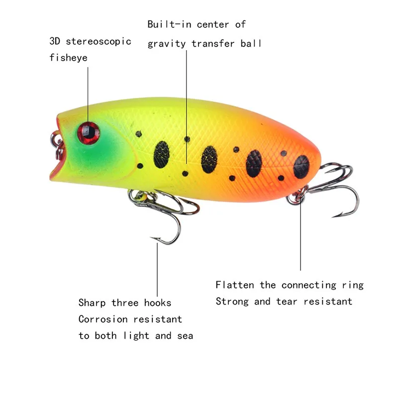 Cebo duro Wobblers artificiales, Señuelos de Pesca de plástico, aparejos con ganchos, 1 Uds., Señuelos de Pesca de 5,7 cm, 11g, cebo flotante - imagen 2