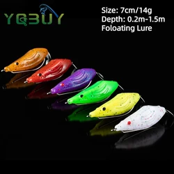 Señuelo de pesca de goma de rana suave, cebos blandos con forma de renacuajo, anzuelo Sigle, 7cm/14g