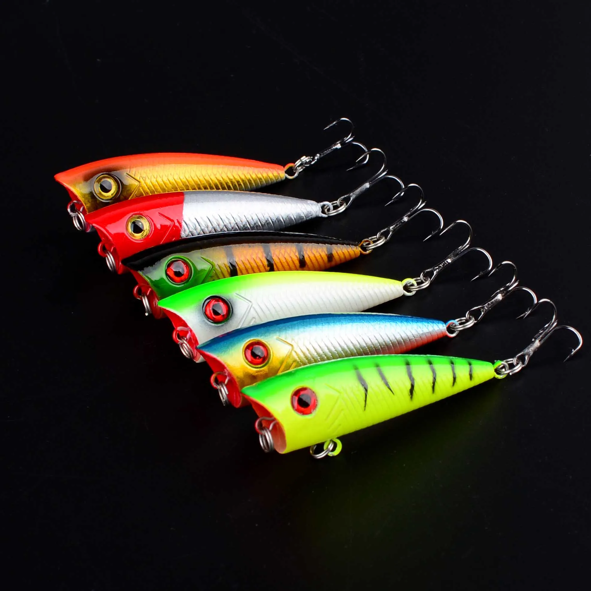 Señuelo de pesca Popper, cebo duro Topwater Crankbait, señuelos flotantes, anzuelos triples, 1 ud. - imagen 5