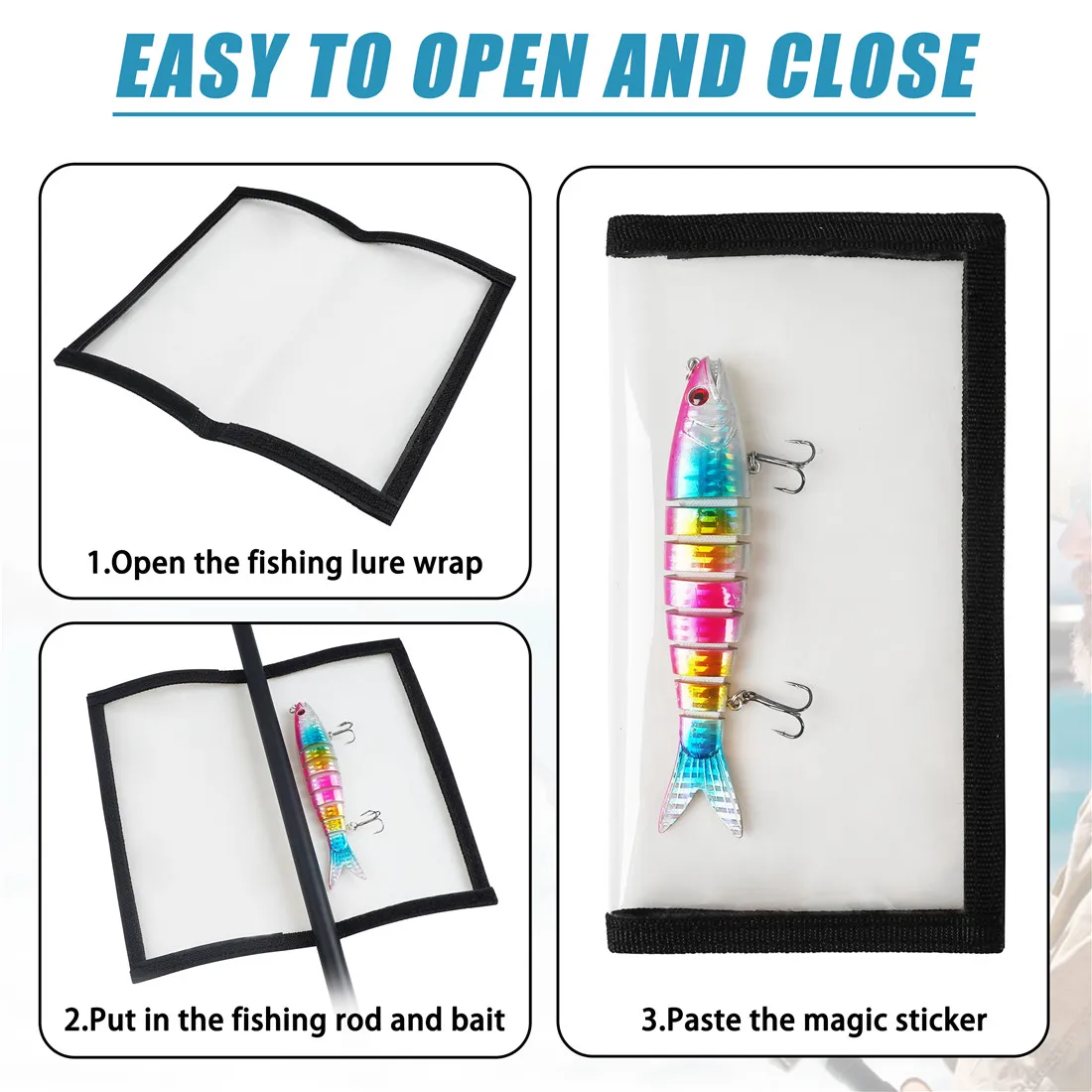 Cubiertas transparentes de PVC para señuelos de pesca, envoltura de almacenamiento de cebo Artificial, Protector de caña de pescar de agua dulce y salada, caja de aparejos, 2 piezas - imagen 3