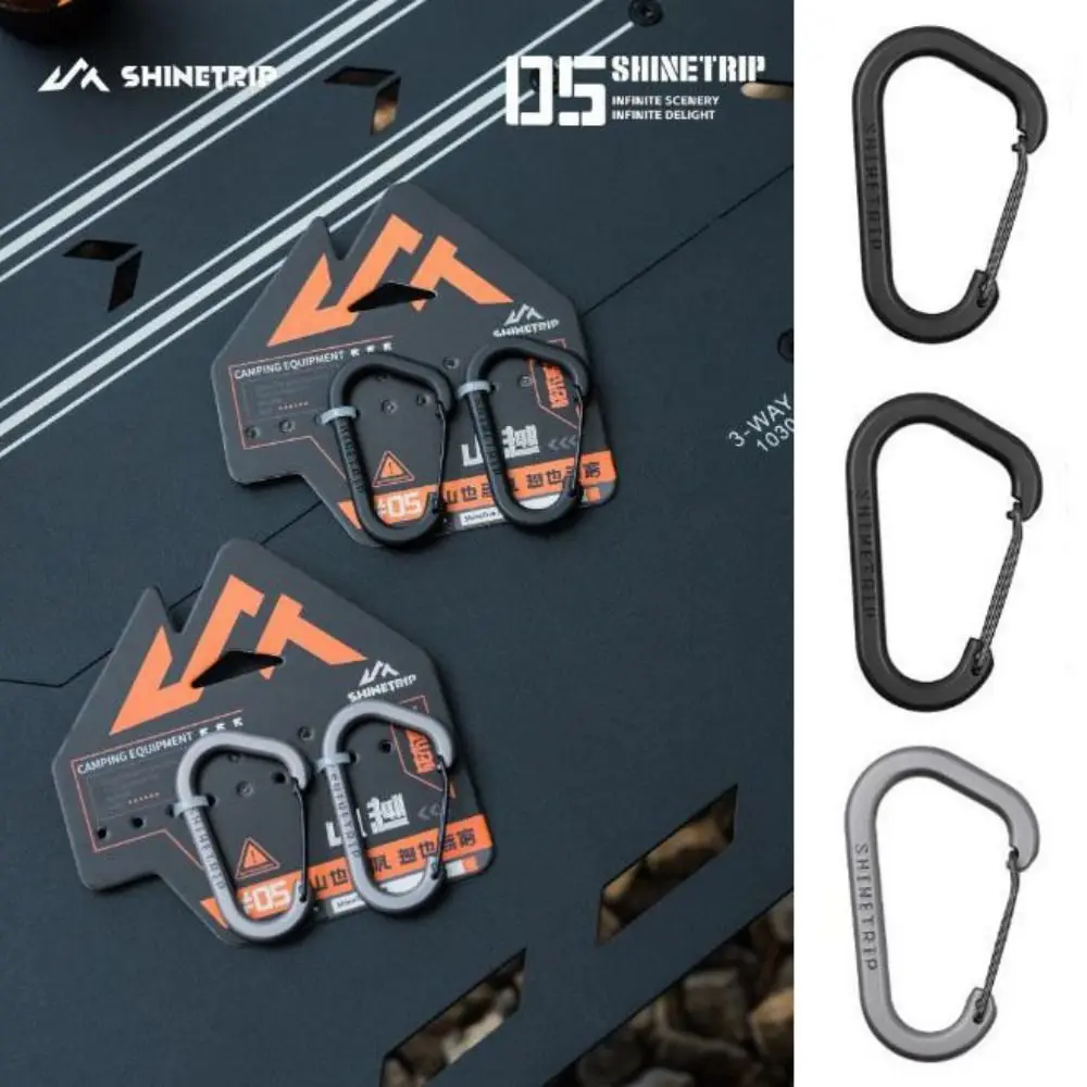 Mosquetón de hebilla de conexión en forma de D de Metal, herramienta pequeña de seguridad negra/gris, gancho de resorte de acero inoxidable, 2 uds. - imagen 5