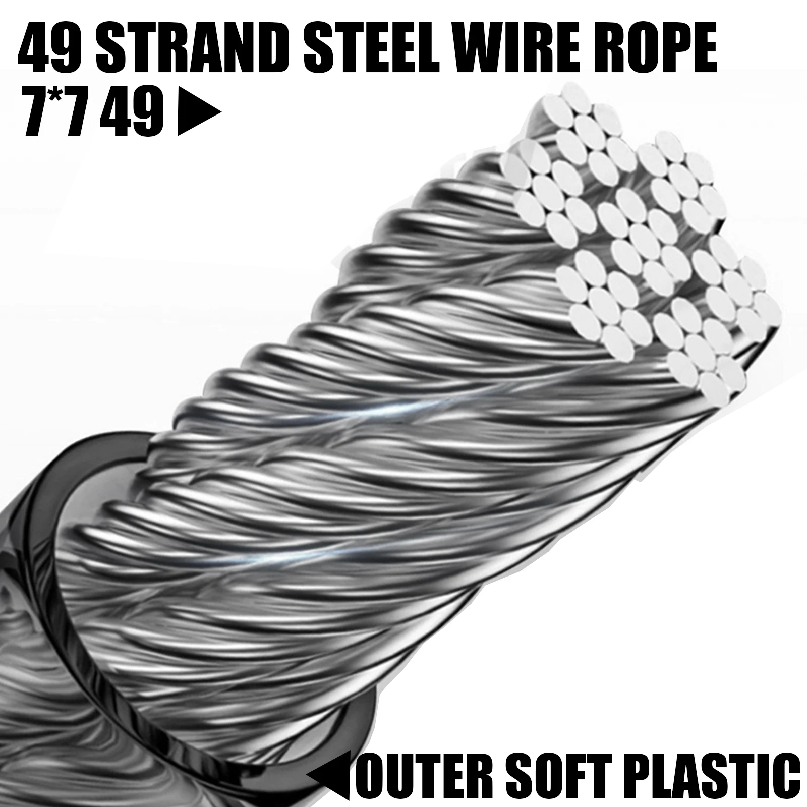 OUYALINE-Correa de engranaje seguro telescópico, cordón de pesca elástico de alta resistencia, cuerda de seguridad Universal de acero inoxidable, 1,5-3M - imagen 3