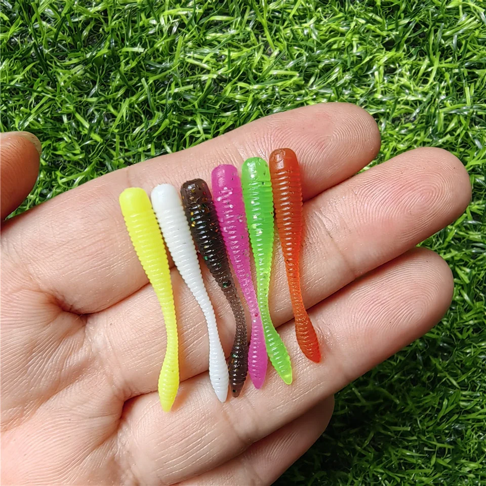 MUKUN 20 piezas Mini señuelo de pesca suave 0,2g/38mm pequeño cebo de silicona Isca plantilla Artificial Wobbler aparejos de pesca de carpa de gusano suave - imagen 2