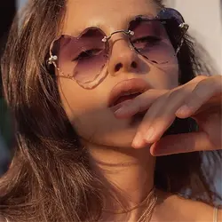 Lindas gafas de sol sin montura con forma de corazón y corazón, gafas de sol en forma de corazón, gafas de sol para mujer