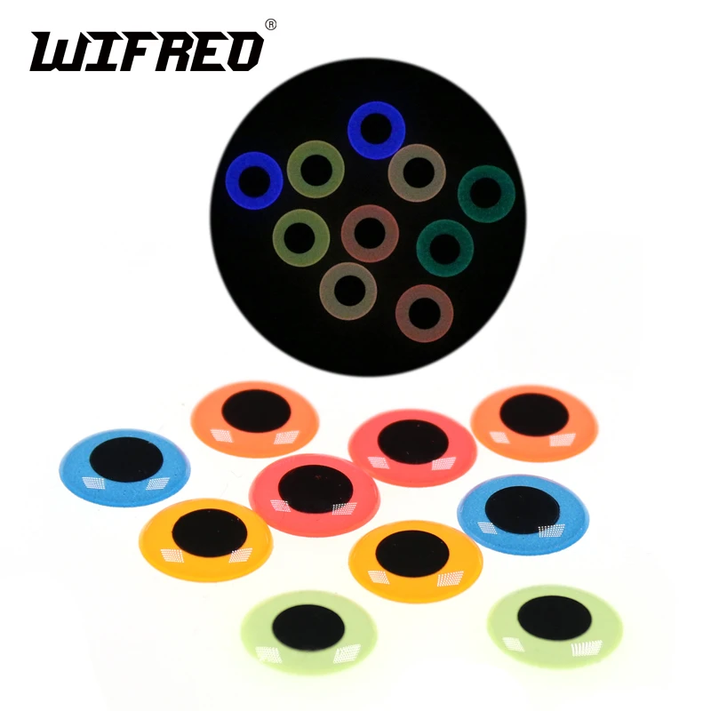 Wifreo 50 Uds. Ojos de pez luminosos 3D simulación atado de moscas plantillas de pesca de mar pesca nocturna accesorios para hacer señuelos naranja verde