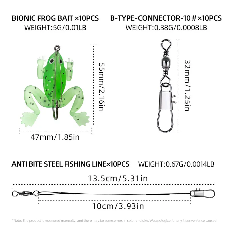 Juego de accesorios de pesca de rana, aparejos de línea de pesca giratoria, Kit de señuelo de línea de líder de alambre de acero, 30 unids/lote por caja - imagen 5