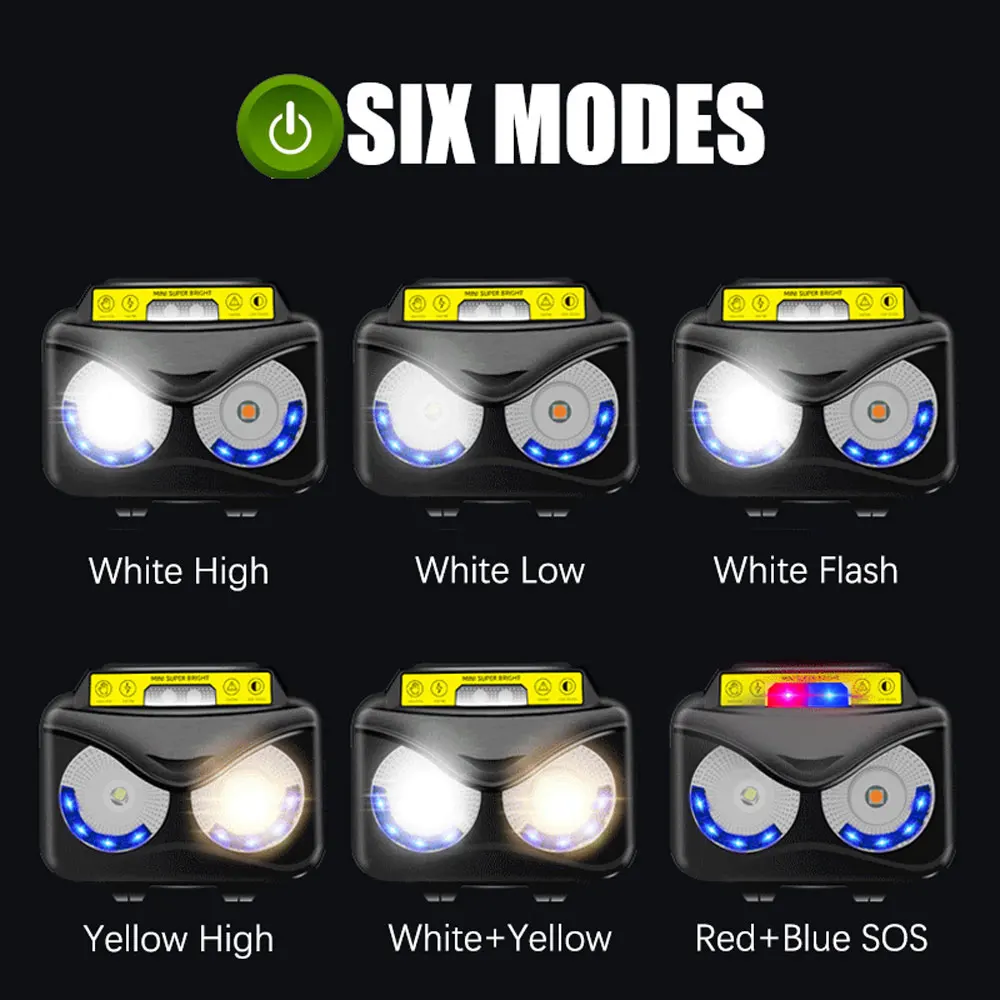 Linterna LED portátil con detección nocturna para ciclismo, lámpara de muñeca con correa, para correr y pescar - imagen 3