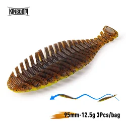 Kingdom-señuelo de gusano suave, 3 unidades/bolsa, 95mm, 12,5g, Material de PVC, VIBE, Swimbait, cola en T Artificial, cebo suave para Lucio, pesca de lubina