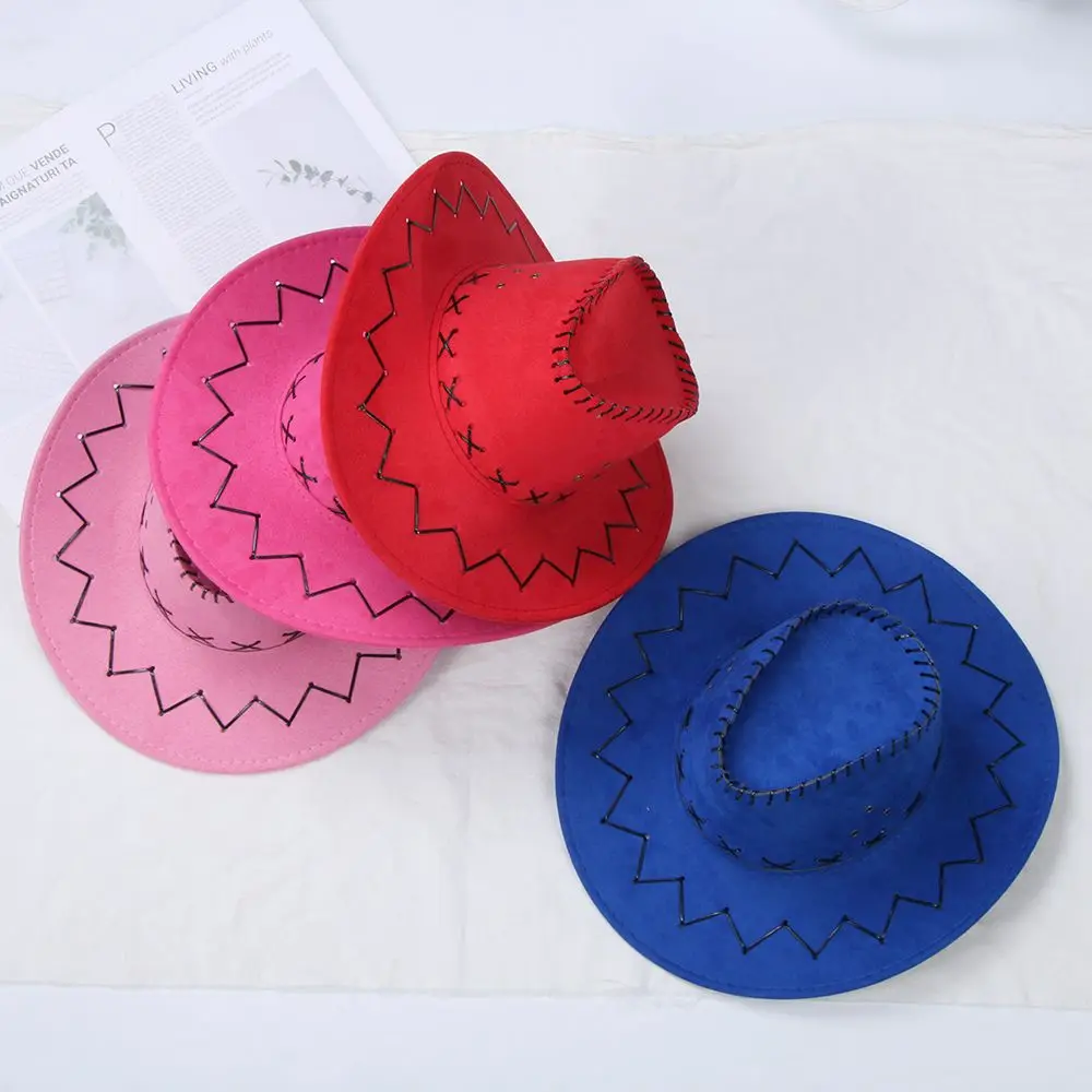 Sombrero Fedora de gamuza estilo western unisex – ala ancha - imagen 4