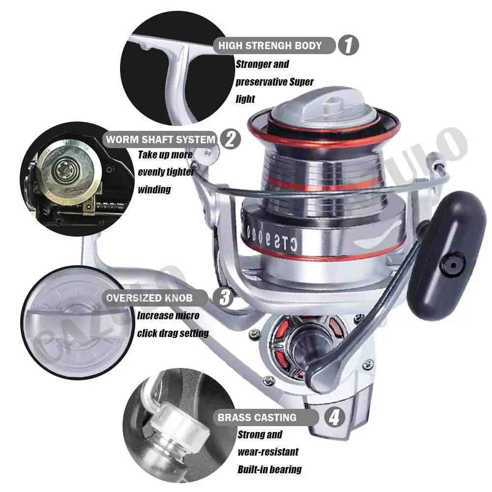 Carretes de pesca de carpa giratorios, 2022: 1, 25kg de arrastre, 14bb, Cts9000-12000 de agua salada, Surfcasting, rueda Moulinet de agua dulce, 4,0 - imagen 4