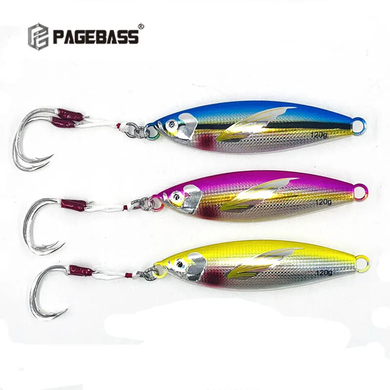 Plantilla de Metal lento, 40g, 60g, 80g, 100g, 120g, 150g, cebo Artificial para peces, cebo luminoso con aleta, pesca en roca en alta mar - imagen 2