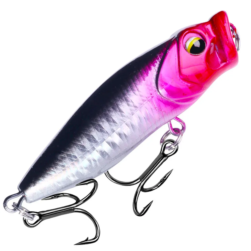 Señuelo de pesca Popper, 7cm, 8g, cebo duro Artificial, Topwater, lubina, trucha, Lucio, aparejos de pesca Wobbler con 2 anzuelos triples, 1 ud. - imagen 5