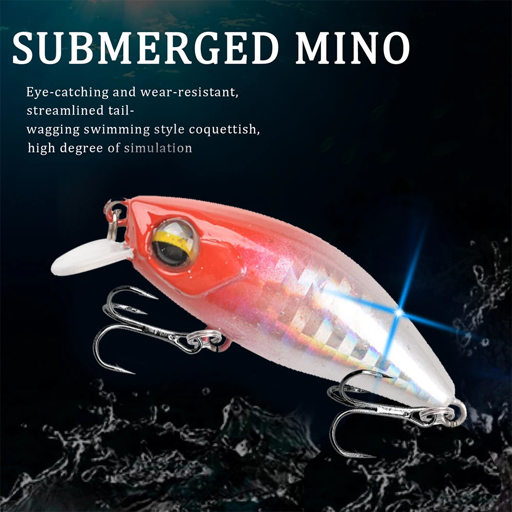 Señuelo de pesca de pececillo que se hunde, Mini cebo duro Artificial, anzuelo afilado, Lucio, lubina, Crankbait, Wobblers, aparejos de pesca de trucha, 5cm, 4,9g, 1 unidad - imagen 5