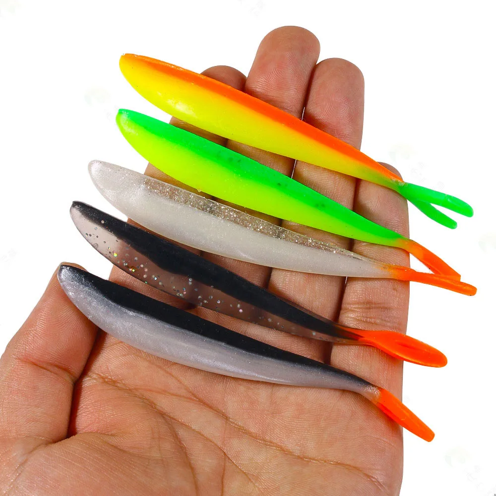 5 unidades de cebo de gusano de pececillo negro Jerk Shad, 10,5 cm, tiro de gota, señuelo de pez de silicona suave, pesca en agua salada, aparejos de Jigging Wobbler - imagen 2