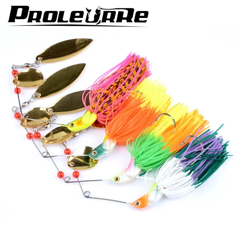 1 unidad de cebo giratorio negro de 20,5g, cebo de Metal para lubina de boca grande, lentejuelas, Barba, Lucio, aparejos de pesca, plantilla de goma, señuelo de pesca suave - imagen 2