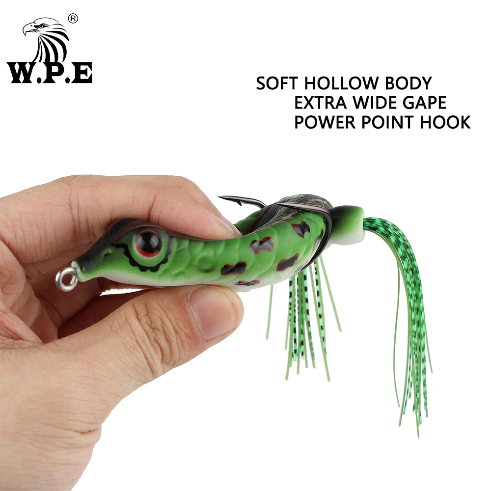 W.P.E-señuelo de rana de piezas, 8cm, 20g, Muliticolor, suave, Topwater, cabeza de serpiente, señuelo de lubina, tubo suave, Artificial, aparejos de pesca - imagen 3