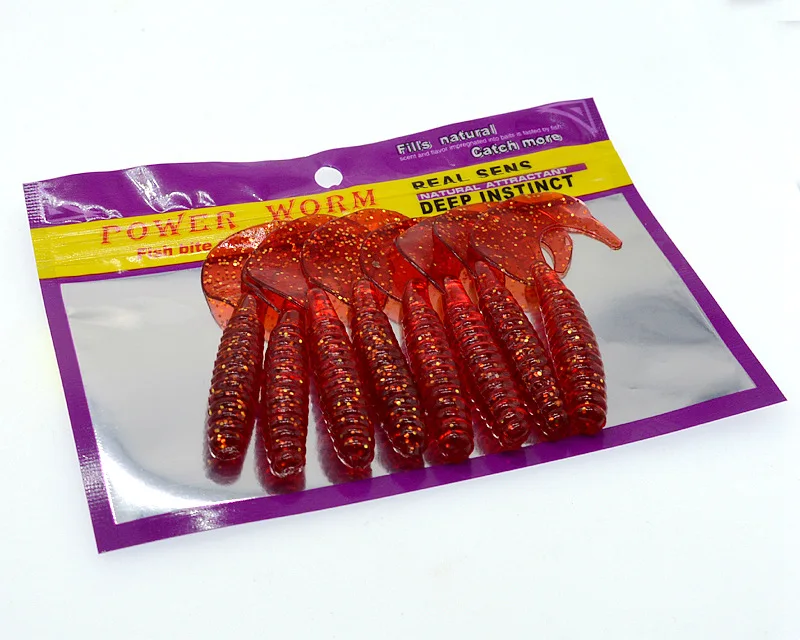 Señuelo de pesca de gusano con cola ondulada, cebo suave, larva, 9cm/5,5g, señuelos artificiales, bolsa de 8 piezas - imagen 3