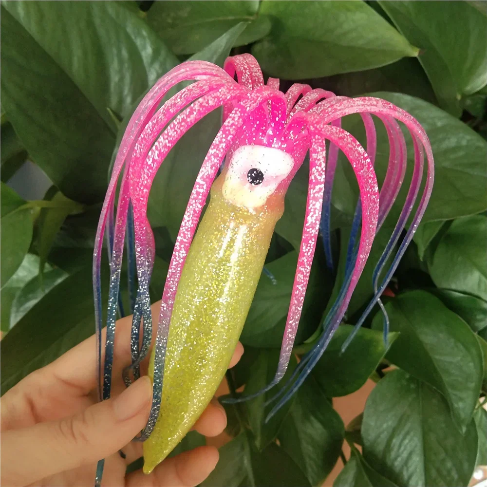 Cebo de modelado de pulpo de 30cm, señuelo biónico grande de Color, cebo de pesca de mar, cebo de calamar con ojos luminosos, pesca de perca - imagen 4
