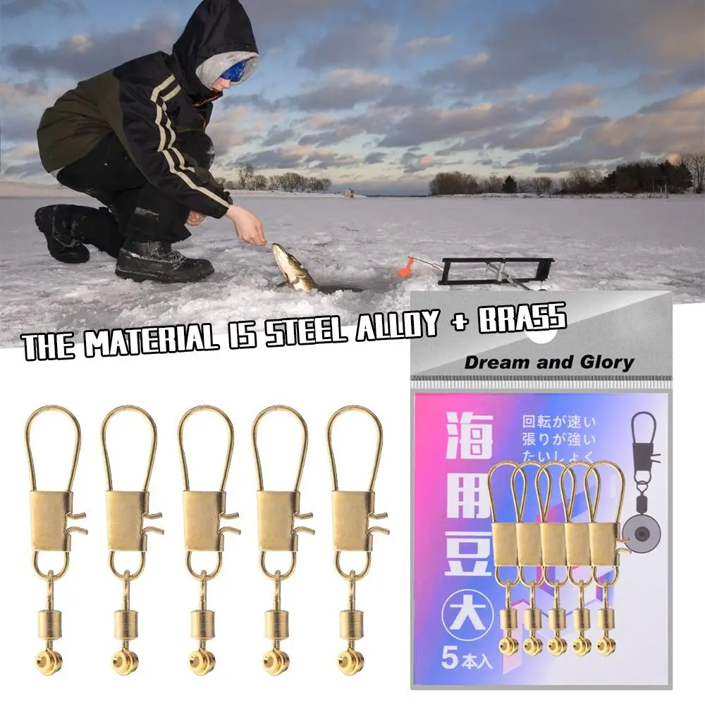 Juego de accesorios de pesca de frijol de mar con cabeza de cobre dorado Bobber Space Beans, gancho giratorio, Conector de Pin, herramientas de pesca, 20 piezas - imagen 3