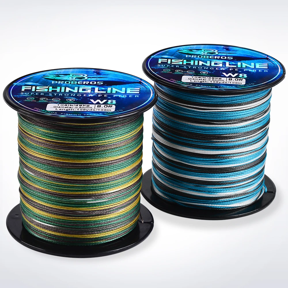 Proberos LINEA DE PESCADO de 8 hebras Multifilamento PE Línea trenzada antiabrasión Azul Camo 20-106LB 109yds - imagen 4