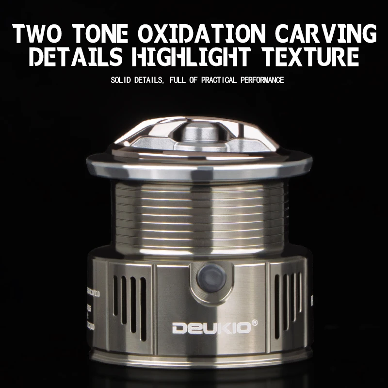 DEUKIO Dubbele Handvat Spinning Visserij-reel 7 + 1BB 5.2: 1 Max Drag 6 kg CNC Metalen Spoel Handvat Zoutwater zoetwatervisserij-reel - imagen 5