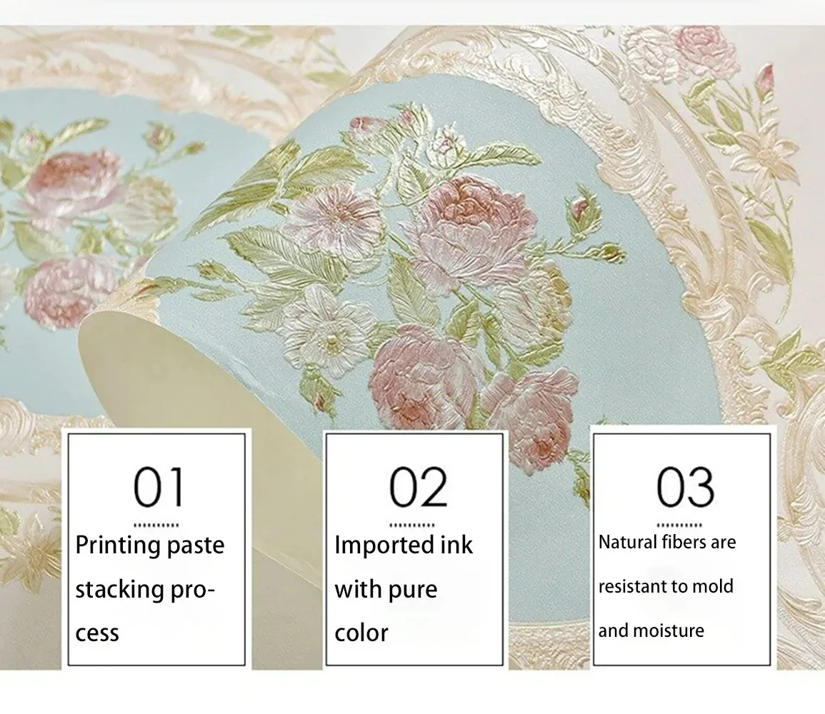 Papel de pared de estilo europeo Simple, cálido, sala de estar, dormitorio, fondo autoadhesivo, papel tapiz tridimensional - imagen 4