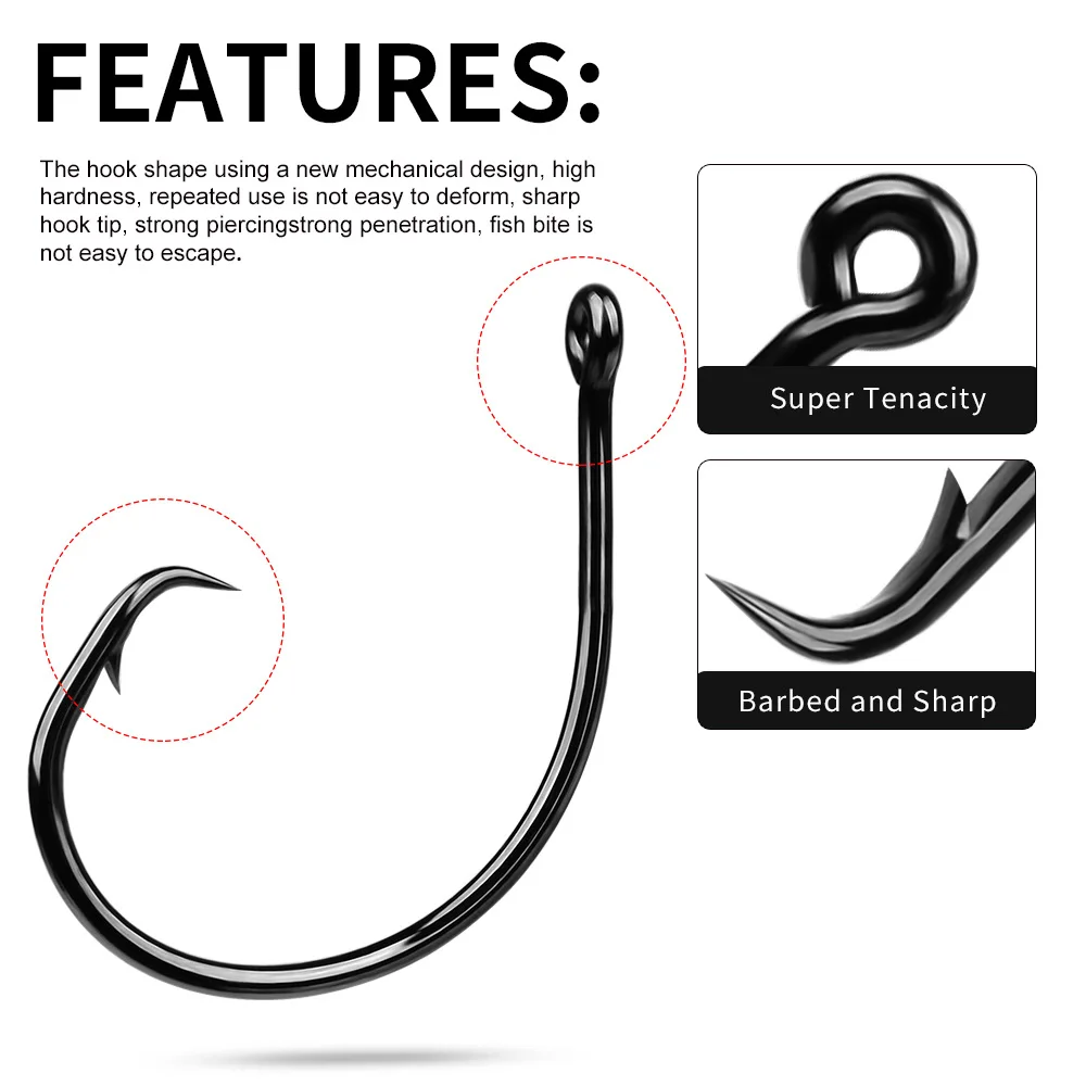 20 Pcs Circle Hooks for Saltwater Tuna Fishing Hook 4Fish Jig Hook Japan Carp Hook Fishing Circle Hooks Fly Fishing Tackle - imagen 3