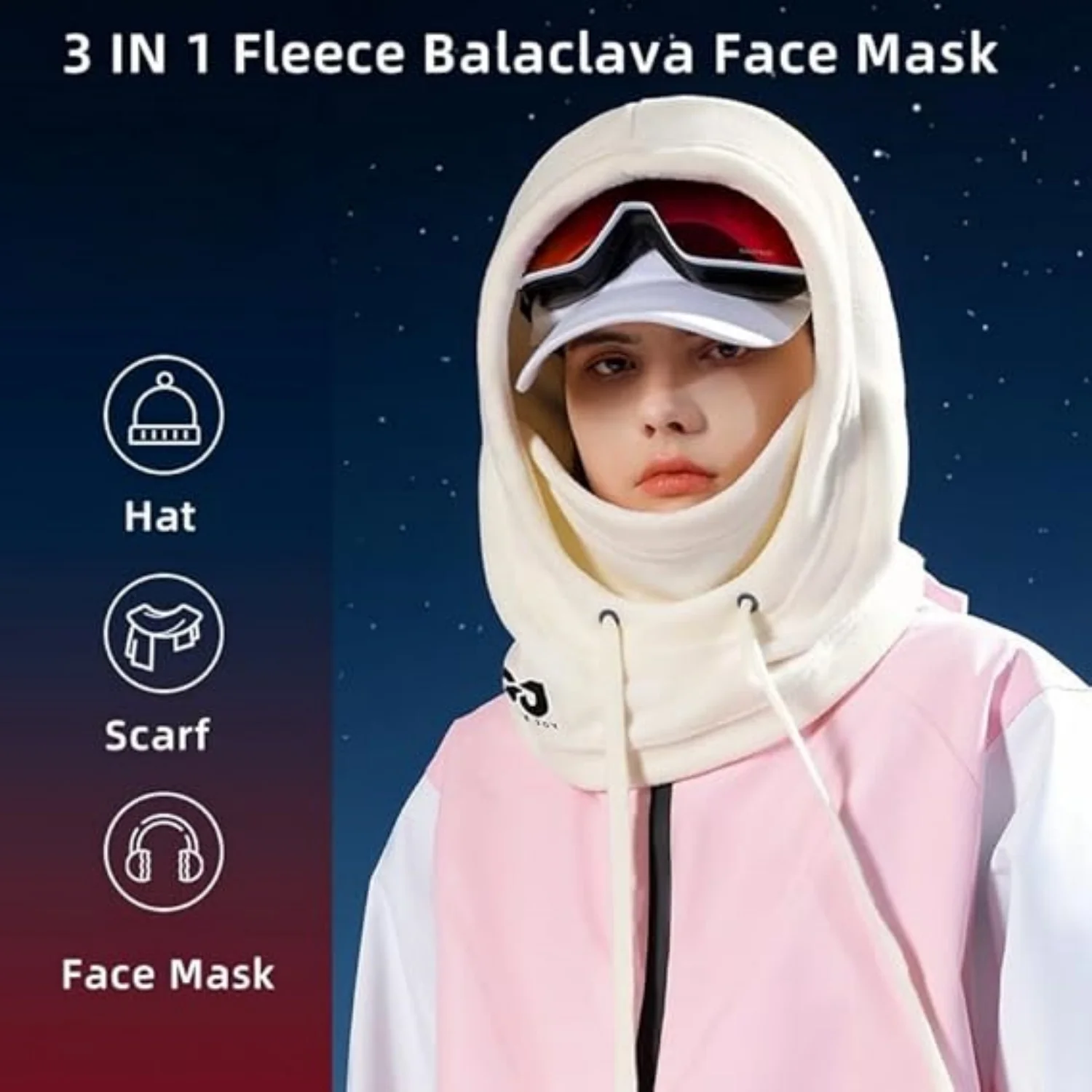 Máscara facial de ciclismo a prueba de viento, bufanda de felpa cálida para invierno y exteriores, ciclismo, esquí, trabajo, máscara facial a prueba de frío, sombrero cálido de moda, 1 ud. - imagen 2