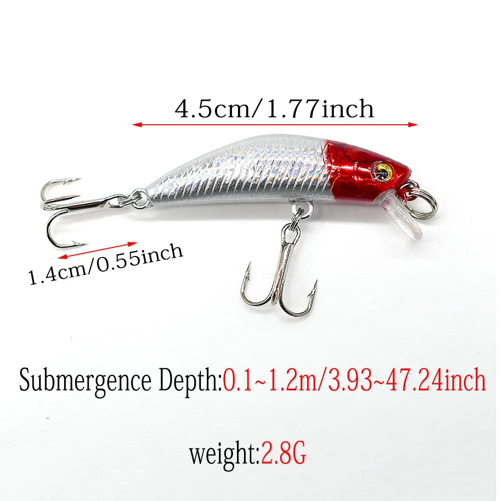 MNFT-Mini Señuelos de Pesca que se hunden, cebo duro de plástico Artificial, Jerkbait Crankbait, 4,5 cm/2,8g, 1 unidad - imagen 4