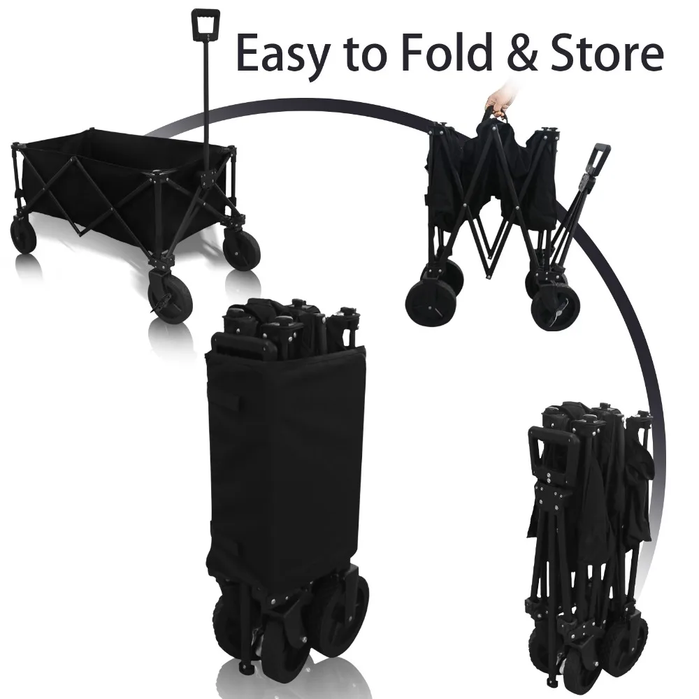 Carro de cubo grande multiusos, carrito plegable con ruedas con mango ajustable, carro plegable para acampar al aire libre, carretilla para Picnic - imagen 3