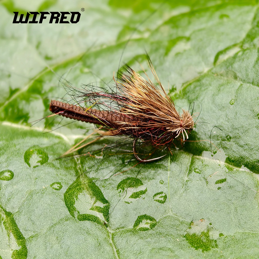 Wifreo Mosca Seca Caddis Pelo de Alce Marrón #12 #14 #16 Sin Púas - imagen 3