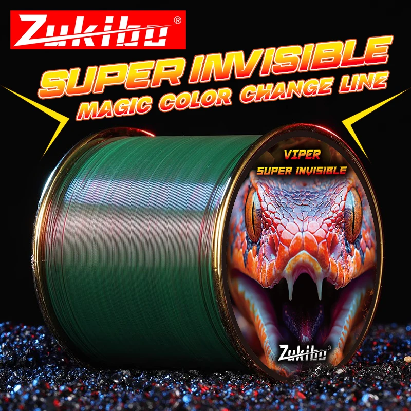 ZUKIBO Viper-sedal de pesca cambiante Invisible, línea de monofilamento súper fuerte japonés, línea de fregadero de mosca de nailon recubierto de fluorocarbono