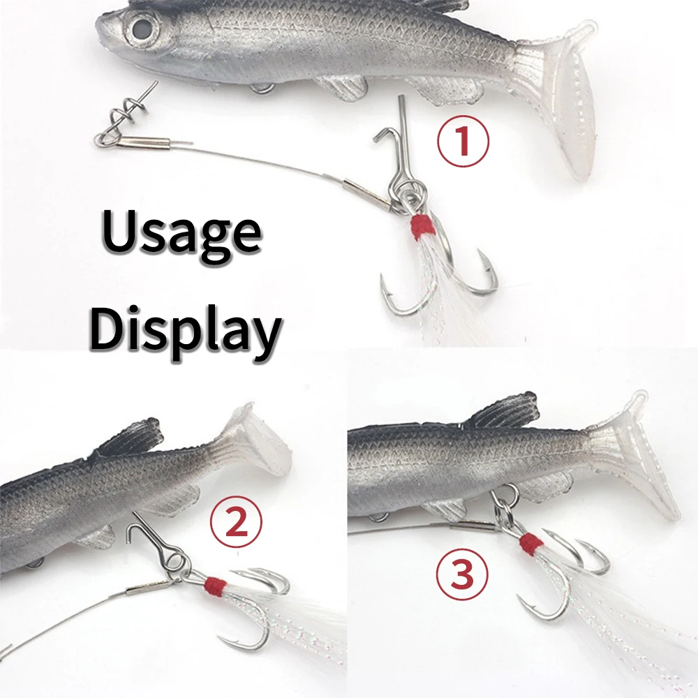 ELLLV 50/100/200 Uds. Señuelo blando de pesca de acero inoxidable Stinger Spike anzuelo triple conectar pines ayudar accesorios de pesca fijos - imagen 4